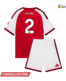Günstige Arsenal William Saliba #2 Heimtrikotsatz Kinder 2026-27 Kurzarm (+ Kurze Hosen)